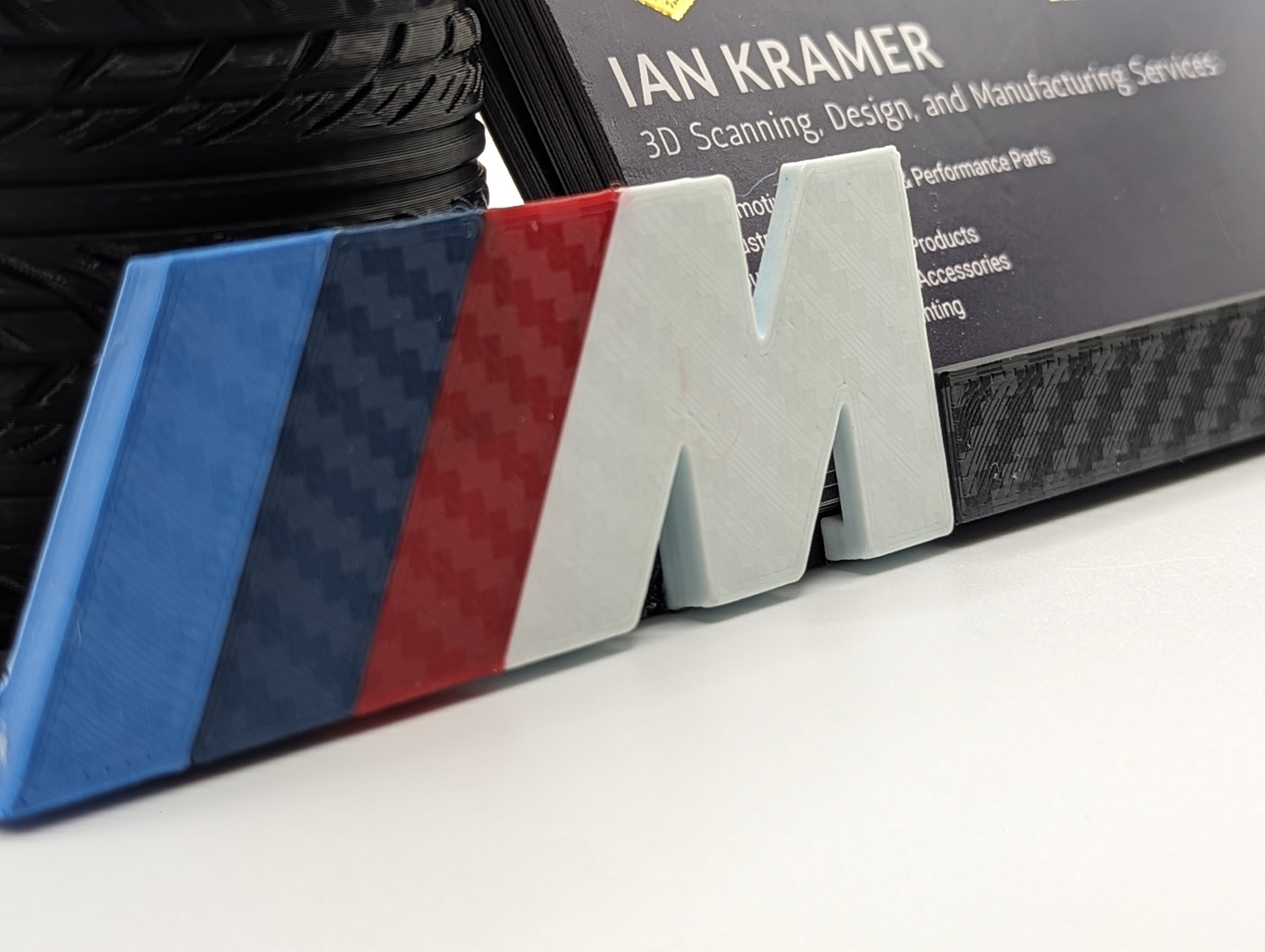 3D Printed BMW M Motorsport Business Card Holder with Tire Stack Pen Holder